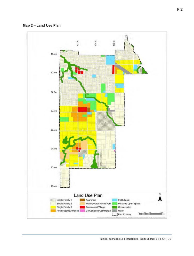 Land use map from proposed Brookswood-Fernridge Official Community Plan.