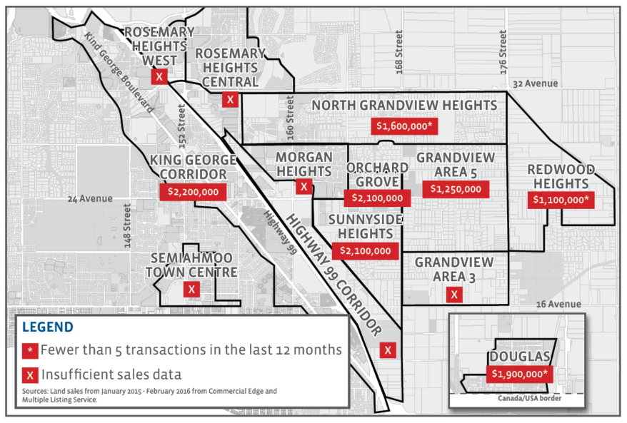 South Surrey Price Per Acre Map 