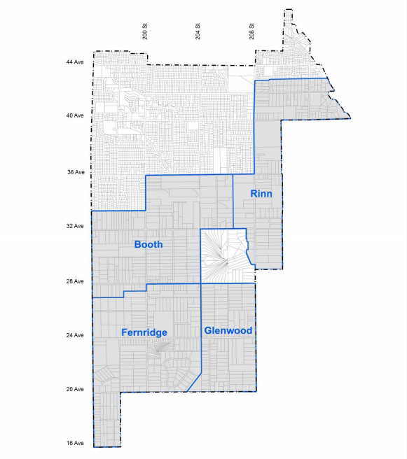 Brookswood-Fernridge Neighbourhood Map, excerpt from the draft Brookswood-Fernridge Official Community Plan