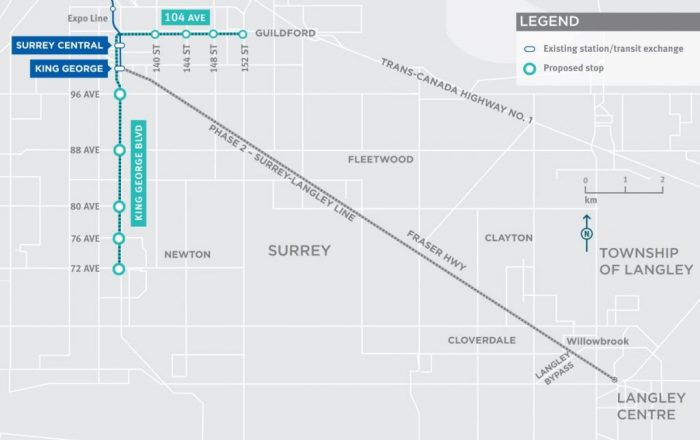 Route Map from the Surrey Light Rail project website: surreylightrail.ca
