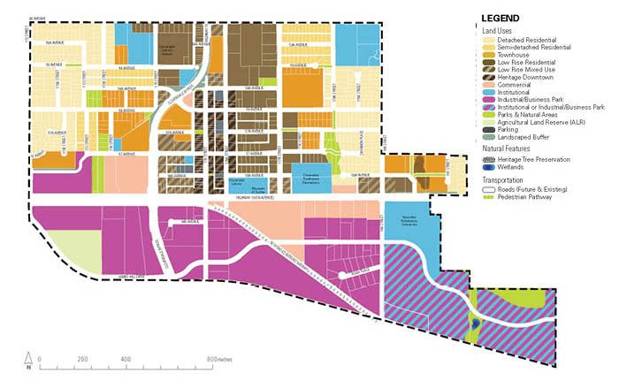 Cloverdale Town Centre land use map (excerpt from the City of Surrey's Cloverdale Town Centre Plan, adopted November 18, 2019)