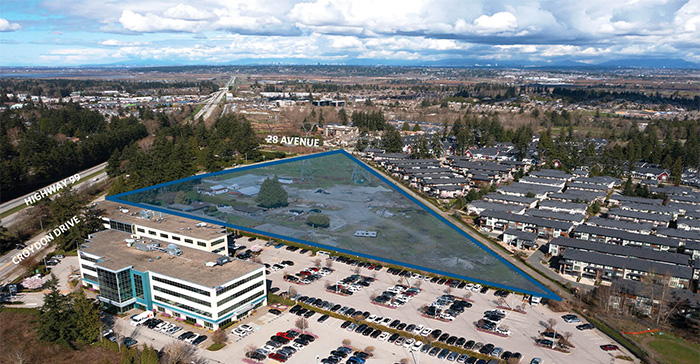 Aerial of development site in South Surrey at 2660 Croydon Drive