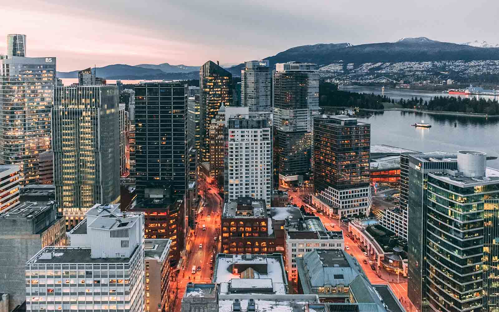 Aerial photo of downtown Vancouver
