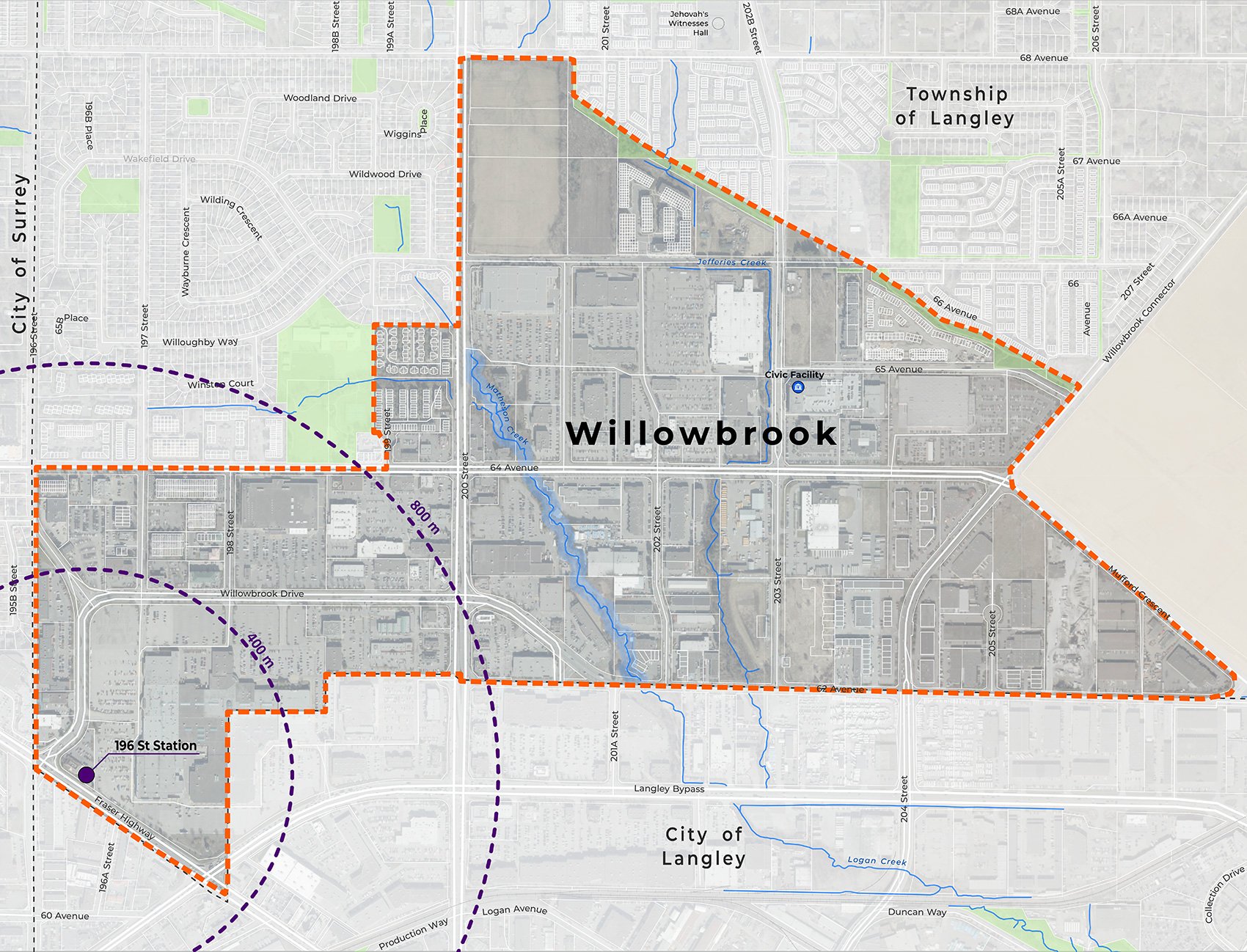 Willowbrook plan area map courtesy of the Township of Langley.