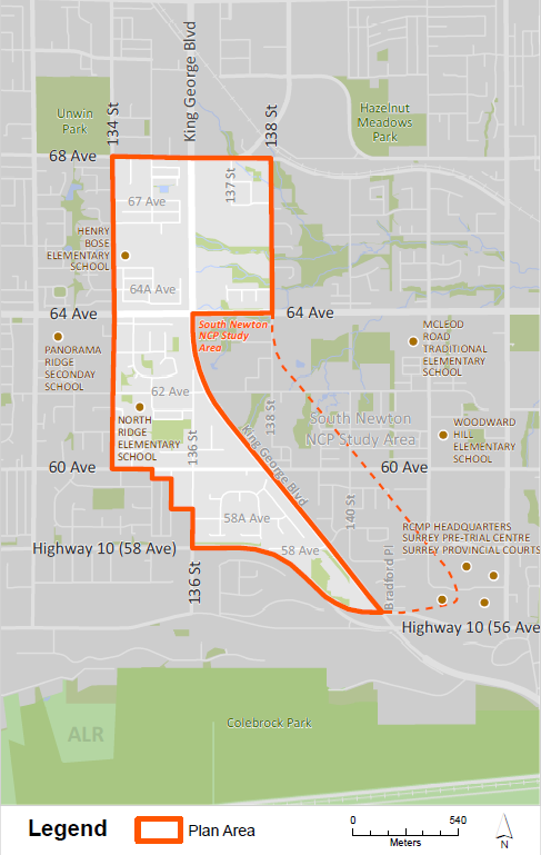 The Newton – King George Boulevard Plan Area Map courtesy of the City of Surrey